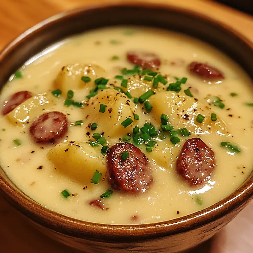 Creamy Cajun Potato Soup with Spicy Andouille Sausage
