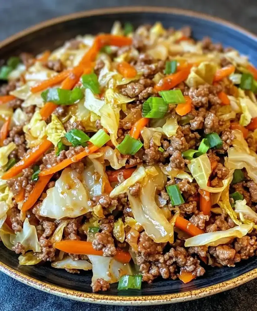 Healthy Chinese Ground Beef Cabbage Stir Fry