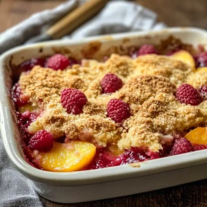 Easy Peach and Raspberry Cobbler