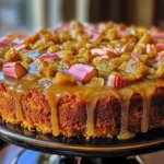 Buttermilk Rhubarb Cake with Brown Butter & Cardamom Sauce