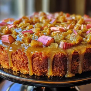 Buttermilk Rhubarb Cake with Brown Butter & Cardamom Sauce