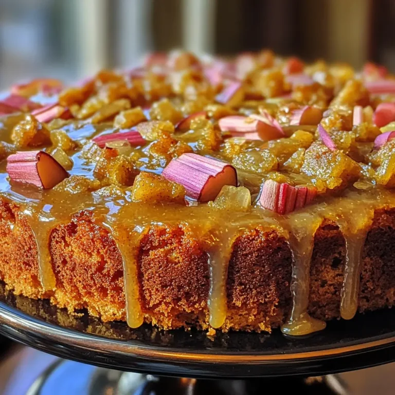 Buttermilk Rhubarb Cake with Brown Butter & Cardamom Sauce