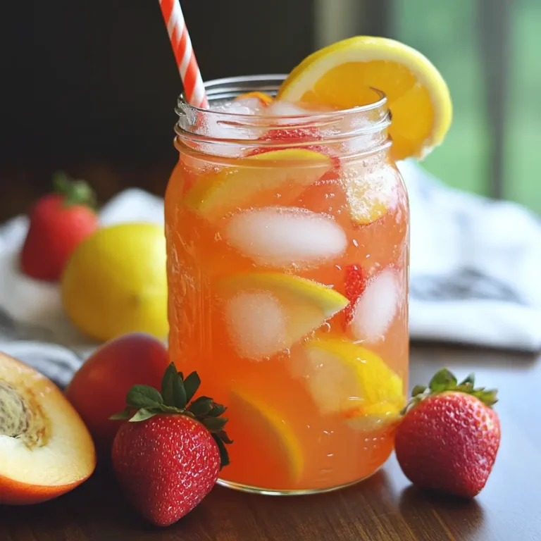 Homemade Peach Strawberry Lemonade