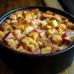 Spiced Rhubarb & Ginger Bread Pudding with Lemon Zest