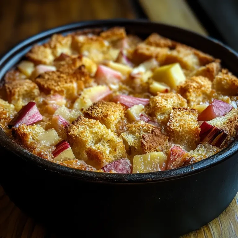 Spiced Rhubarb & Ginger Bread Pudding with Lemon Zest