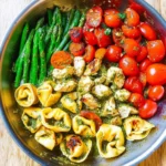 Pesto Chicken Tortellini and Veggies Skillet