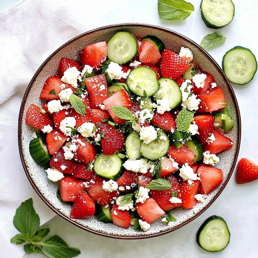 Fresh Strawberry Watermelon Cucumber Salad: A Burst of Summer Sunshine