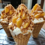 Peach Cobbler Cheesecake Cones