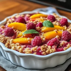 Peach and Raspberry Crumble