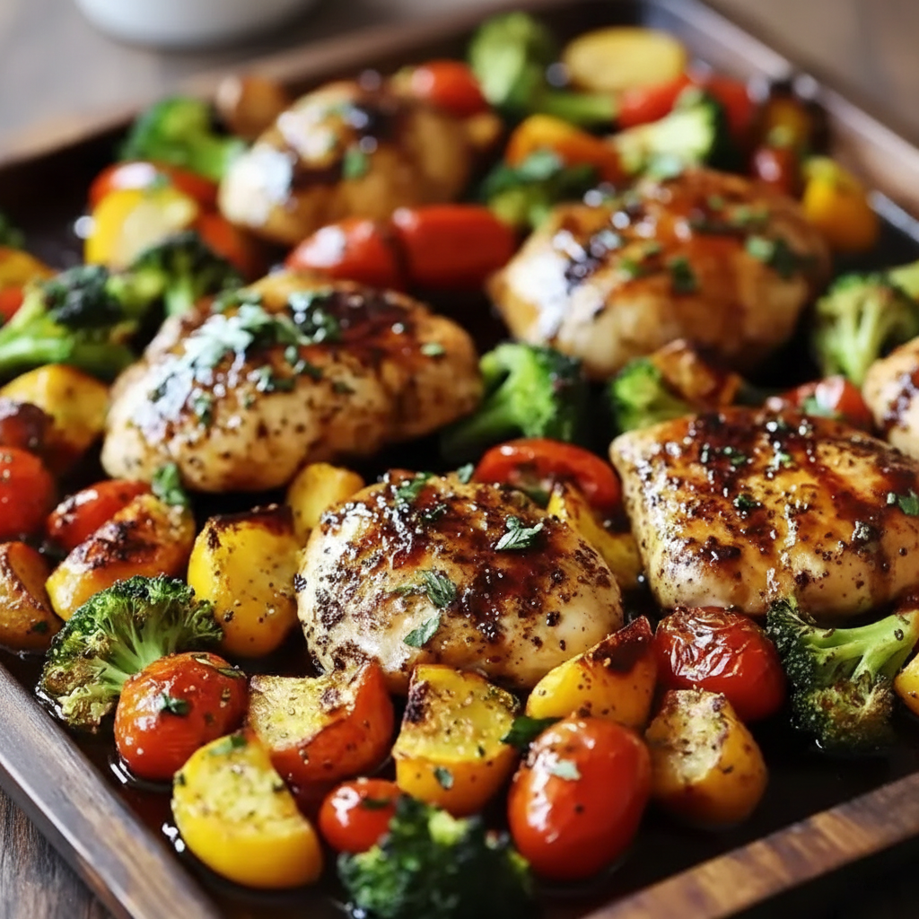 Easy Balsamic Glazed Chicken and Veggies (Sheet Pan)