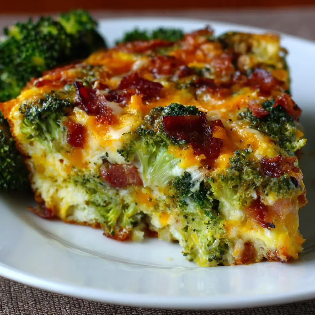 Crustless Broccoli, Bacon and Cheddar Frittata