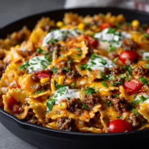 Beef Enchilada Pasta One Pan Meal