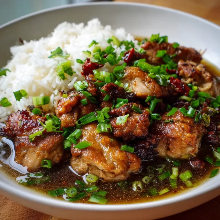 Caramelized Soy Chicken in Garlic Ginger Broth with Rice