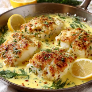 Baked Cod in Coconut Lemon Cream Sauce