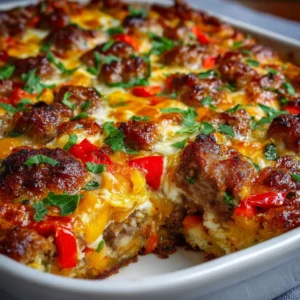 Crustless Sausage, Pepper & Cheese Bake