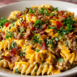 Loaded Bacon Cheeseburger Alfredo Pasta