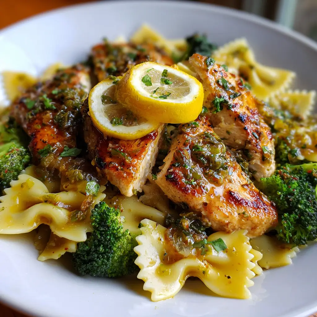 Cowboy Butter Lemon Bowtie Chicken with Broccoli